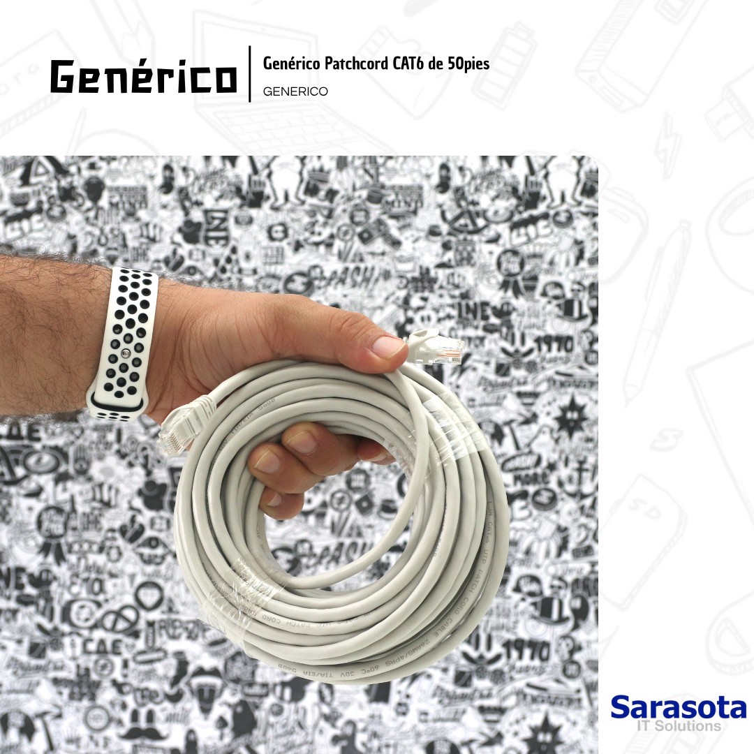 accesorios para electronica -  Patch Cord RJ45 CAT6 de 50 pies (Somos Sarasota) 1