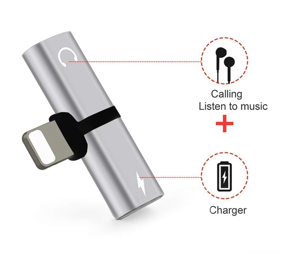 accesorios para electronica - Adaptador Para Audifonos Y Carga Simultanea iPhone 8 9 Y X 12 3