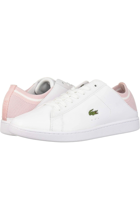 zapatos para mujer - Lacoste original Carnaby para mujer, White/light pink, Size 9.5