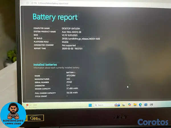 computadoras y laptops - Laptop Gaming ACER Nitro AN515, I7 12TH, RTX 4050, 2