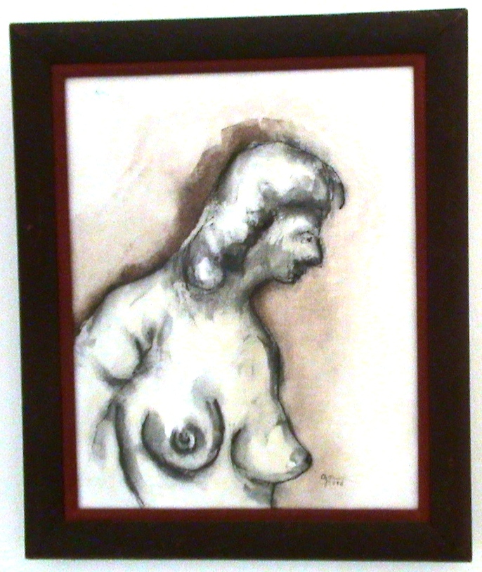 decoración y accesorios - Cuadro original Aquiles Azar 17 x 21 pulg, tema desnudo, pintado 2006 0