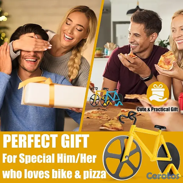 cocina - Cortador de pizza con forma de bicicleta en acero  5