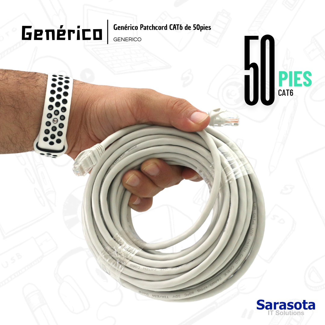 accesorios para electronica -  Patch Cord RJ45 CAT6 de 50 pies (Somos Sarasota)
