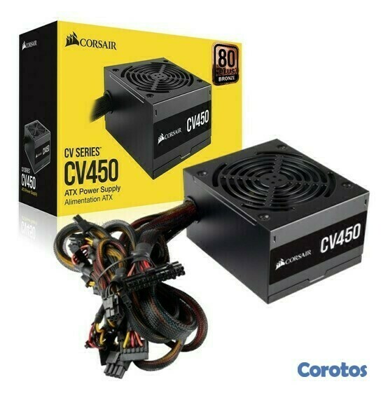 computadoras y laptops - POWER SUPPLY CORSAIR 450 WATTS, 80 PLUS BRONZE (450CV), CONECTORES PCI-E X2, SAT 1