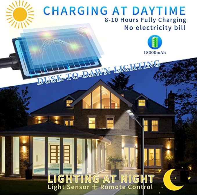 herramientas, jardines y exterior - Luz solar de 200 W con sensor de movimiento IP65 exteriores con panel 5