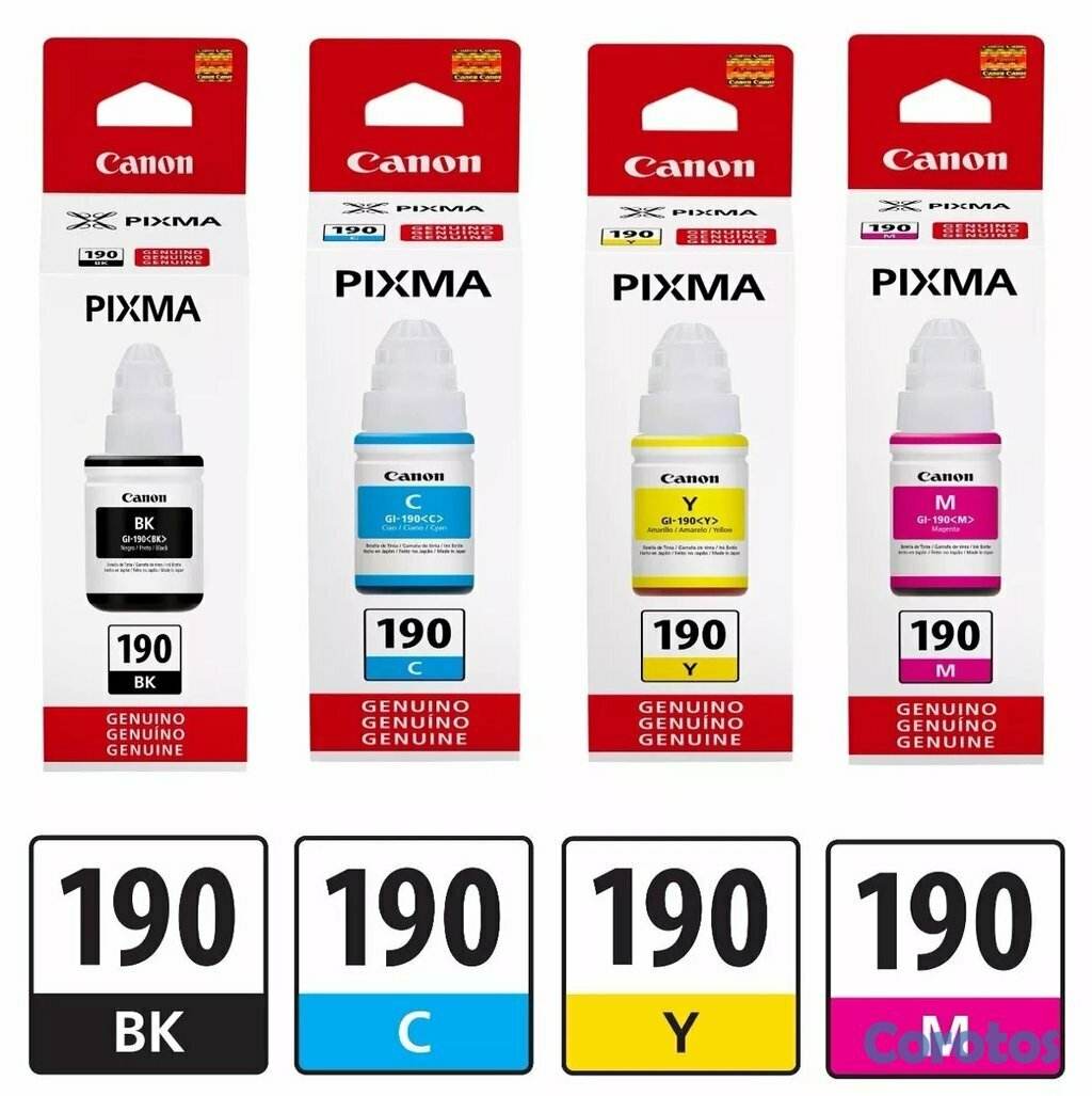 impresoras y scanners - BOTELLA DE TINTA CANON GI-190  EN TODOS COLORES  CON PIXMA G3100, G2100, G1100