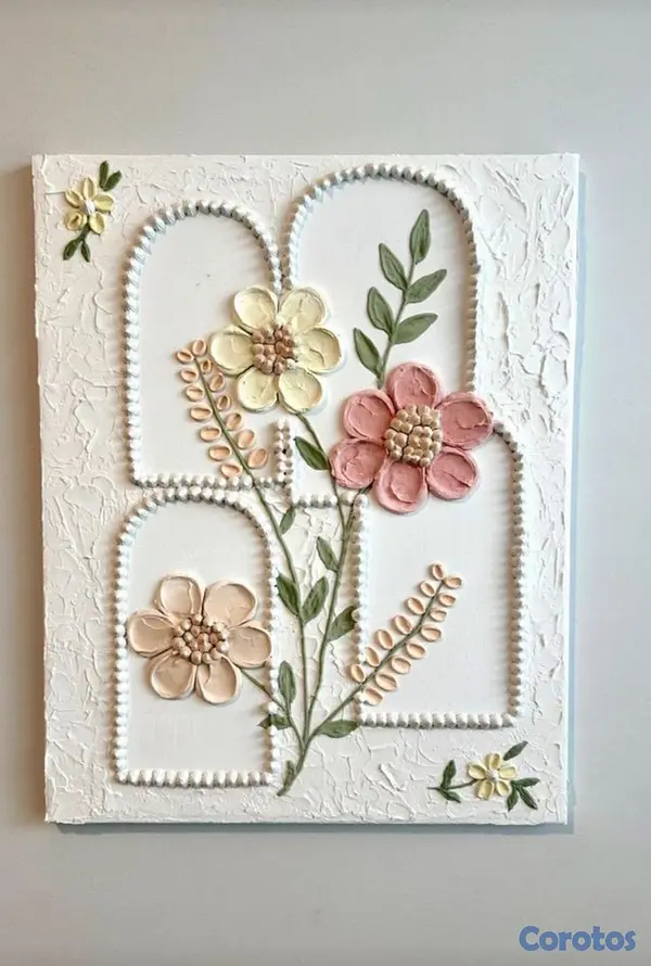 arte y antigüedades - 🌼 REGALO PARA MAMÁ - Cuadro Floral Texturizado Min 8