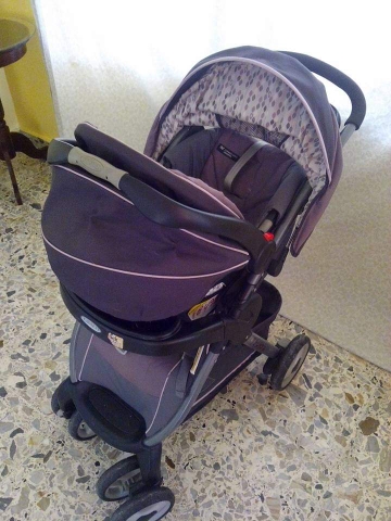 coches y sillas - Car-set/ cochecito con silla de carro para bebés, marca graco, usado.