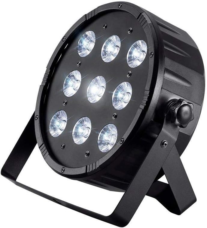 accesorios para electronica - Luz de escenario plana de 10 W x 9 LED (RGBW), color negro