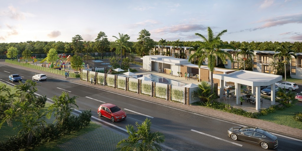 casas vacacionales y villas - Villa de 2 Habitaciones con Paneles Solares, Punta Cana  1