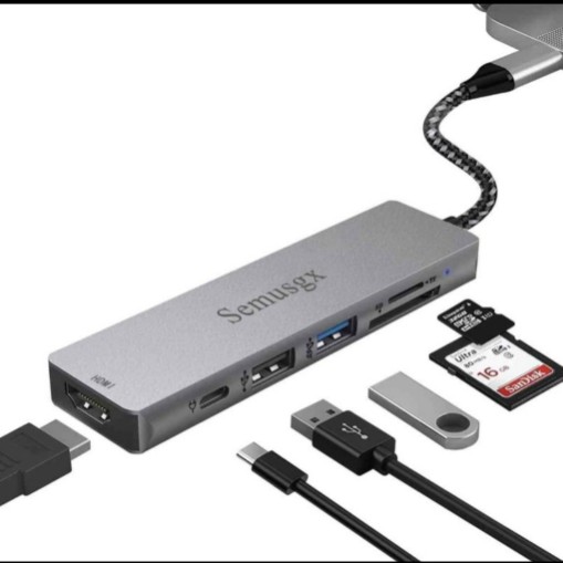 celulares y tabletas - Adaptador HUB Tipo C, HDMI, MicroSD, SD, USB 7 en 1 3