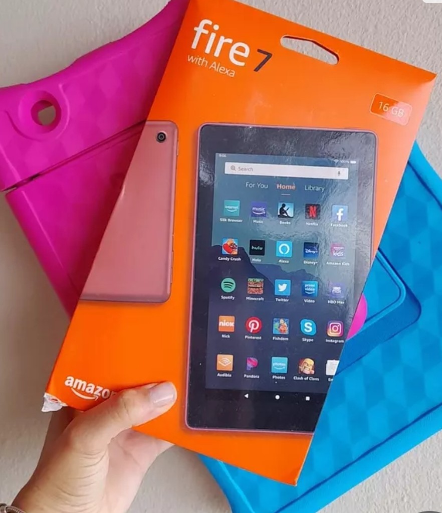 celulares y tabletas - Tablet Amazon fire + cover antigolpe 