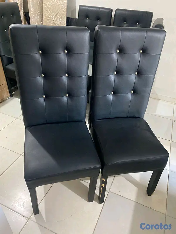muebles y colchones - Comedor tope cristal negros en leather 18