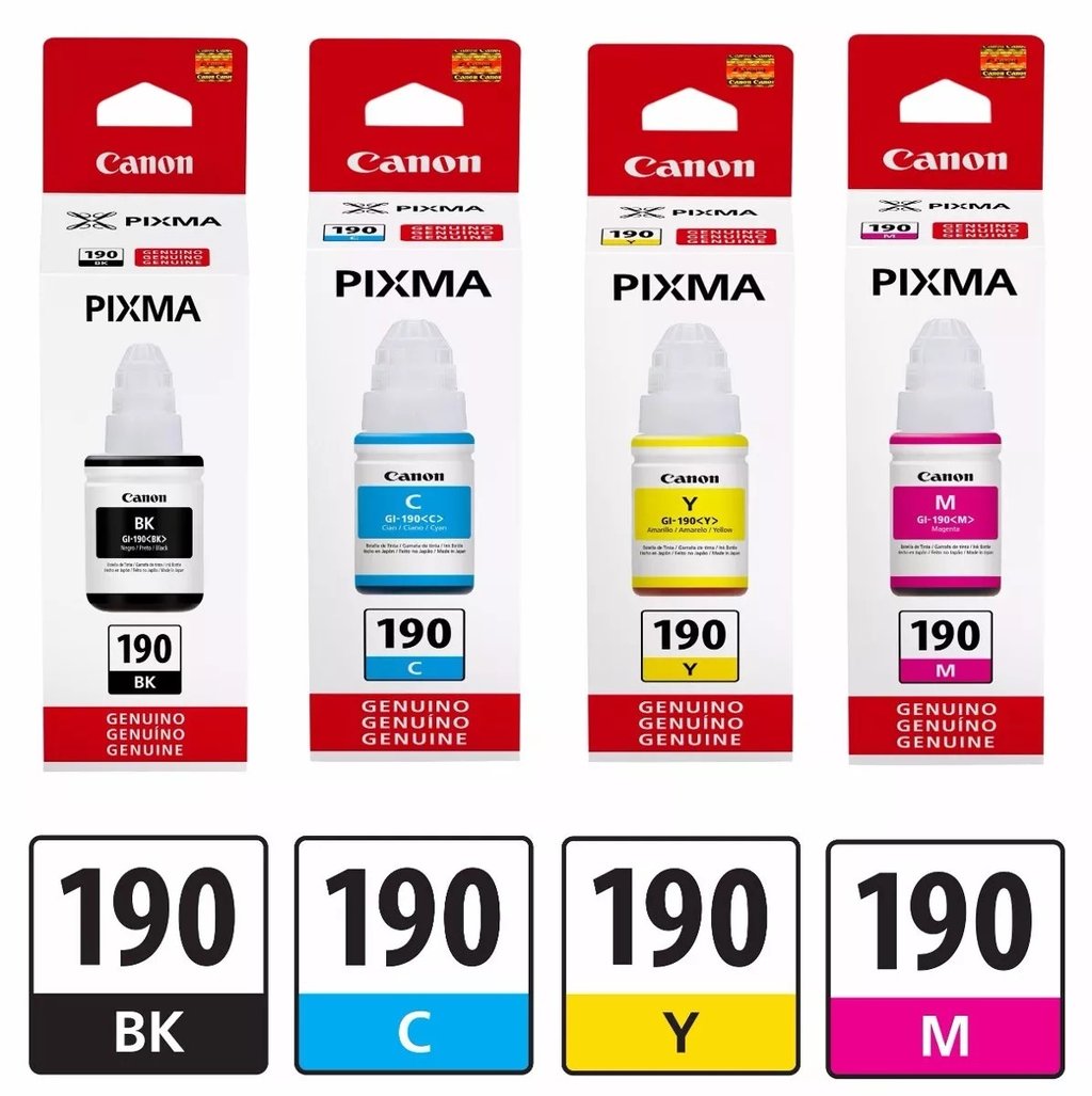 impresoras y scanners - BOTELLA DE TINTA CANON GI-190  EN TODOS COLORES  CON PIXMA G3100, G2100, G1100