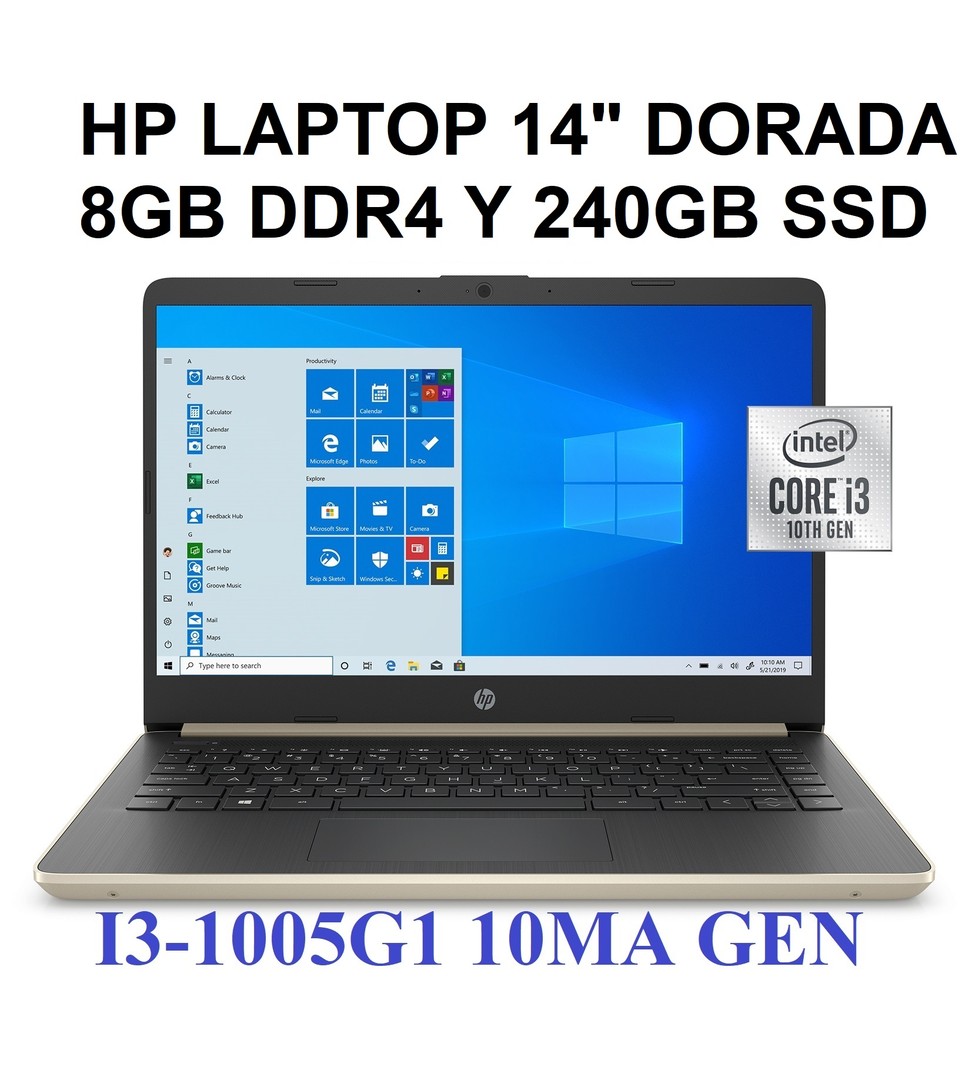 computadoras y laptops - Laptop HP NOTEBOOK 14 CON I3 10MA 240GB SSD Y 8GB DDR4 NUEVA $31,500