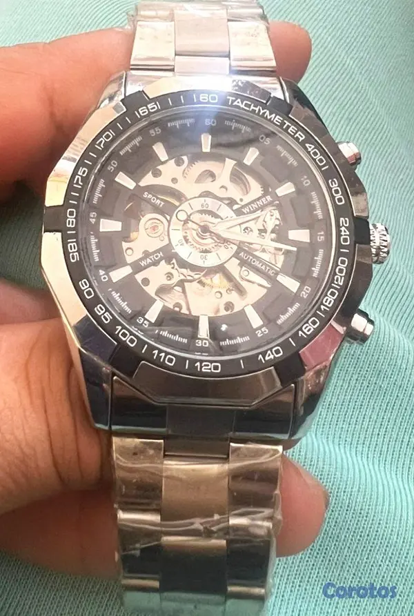 joyas, relojes y accesorios - Reloj Winner Automático Skeleton acero inoxidable  3