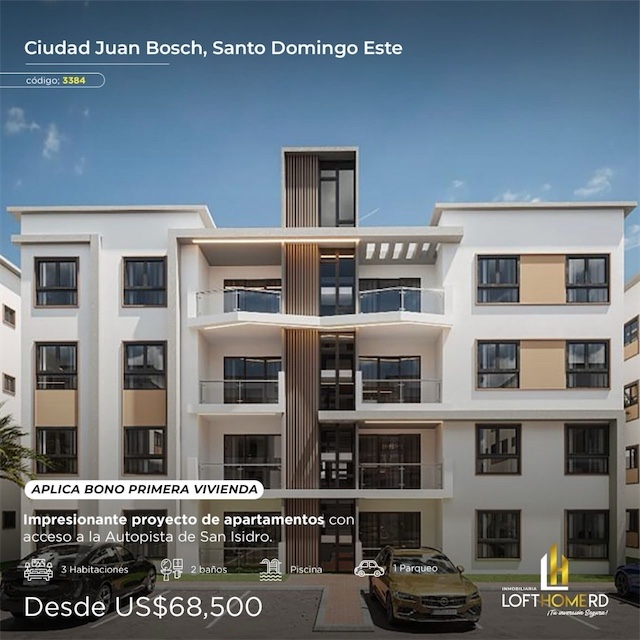 apartamentos - Venta de apartamento con bono primera vivienda en la ciudad Juan Bosh  8
