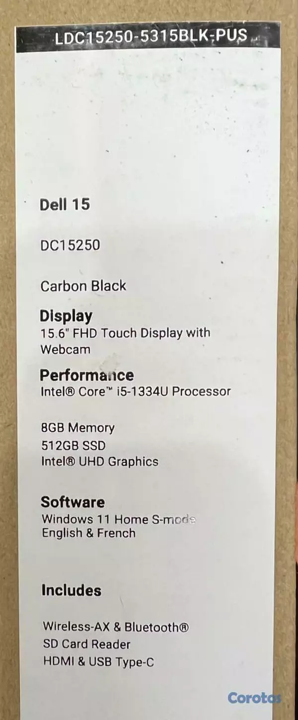 computadoras y laptops - LAPTOP DELL 15 PANTALLA TOUCH i5-13VA 512GB SSD +  1