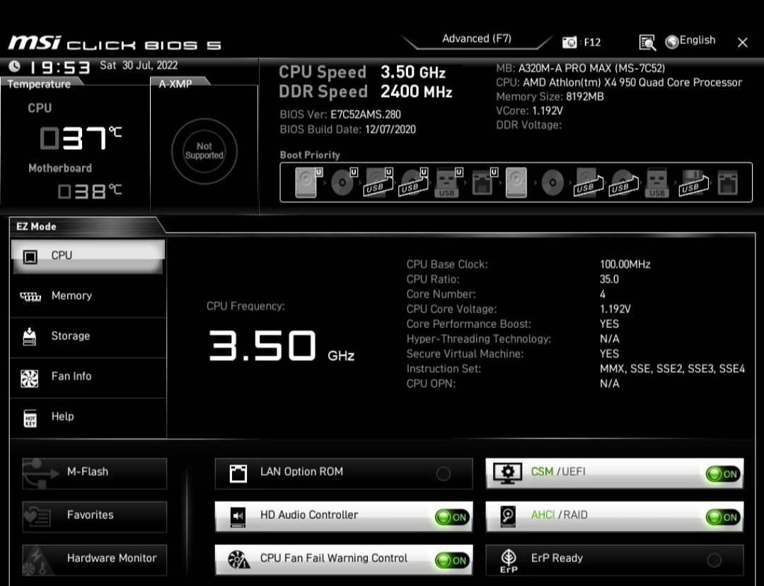 computadoras y laptops - Procesador AMD Socket AM4 ATHLON X4 950 @ 3.5 GHz. Con Overclock alcanza @3.8 GH