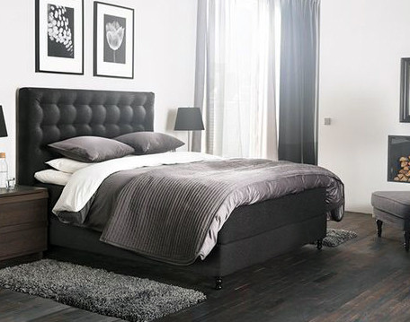 muebles y colchones - Cama en color Negra Tapizada. Nueva