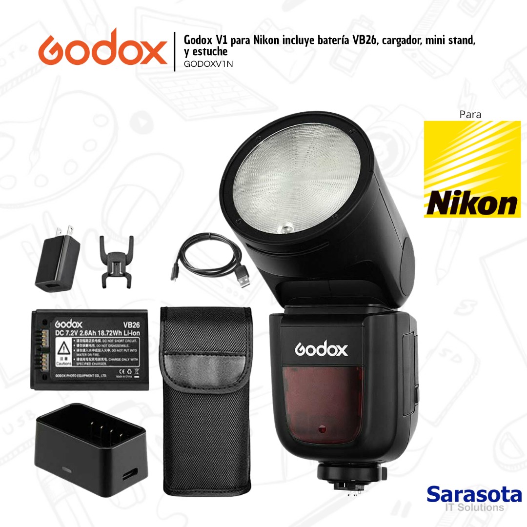 accesorios para electronica - Godox V1 para Nikon incluye accesorios 2