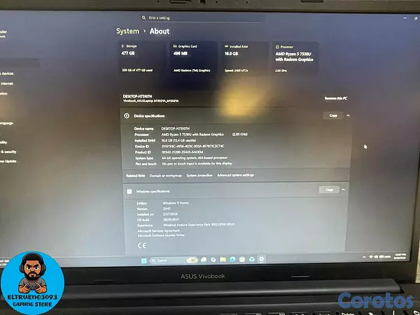 computadoras y laptops - Asus VivoBook Ryzen 5, 16GB RAM, 512 SSD 2