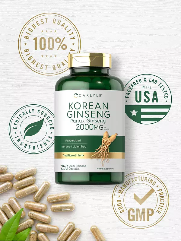 Salud y Equipamiento Médico - Capsulas De Extracto De Ginseng Coreano 2000 Mg Carlyle 6