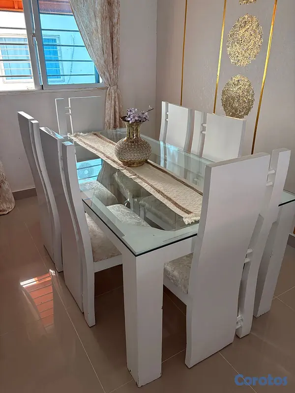 decoración y accesorios - Comedor de 6 sillas de roble laqueado  2