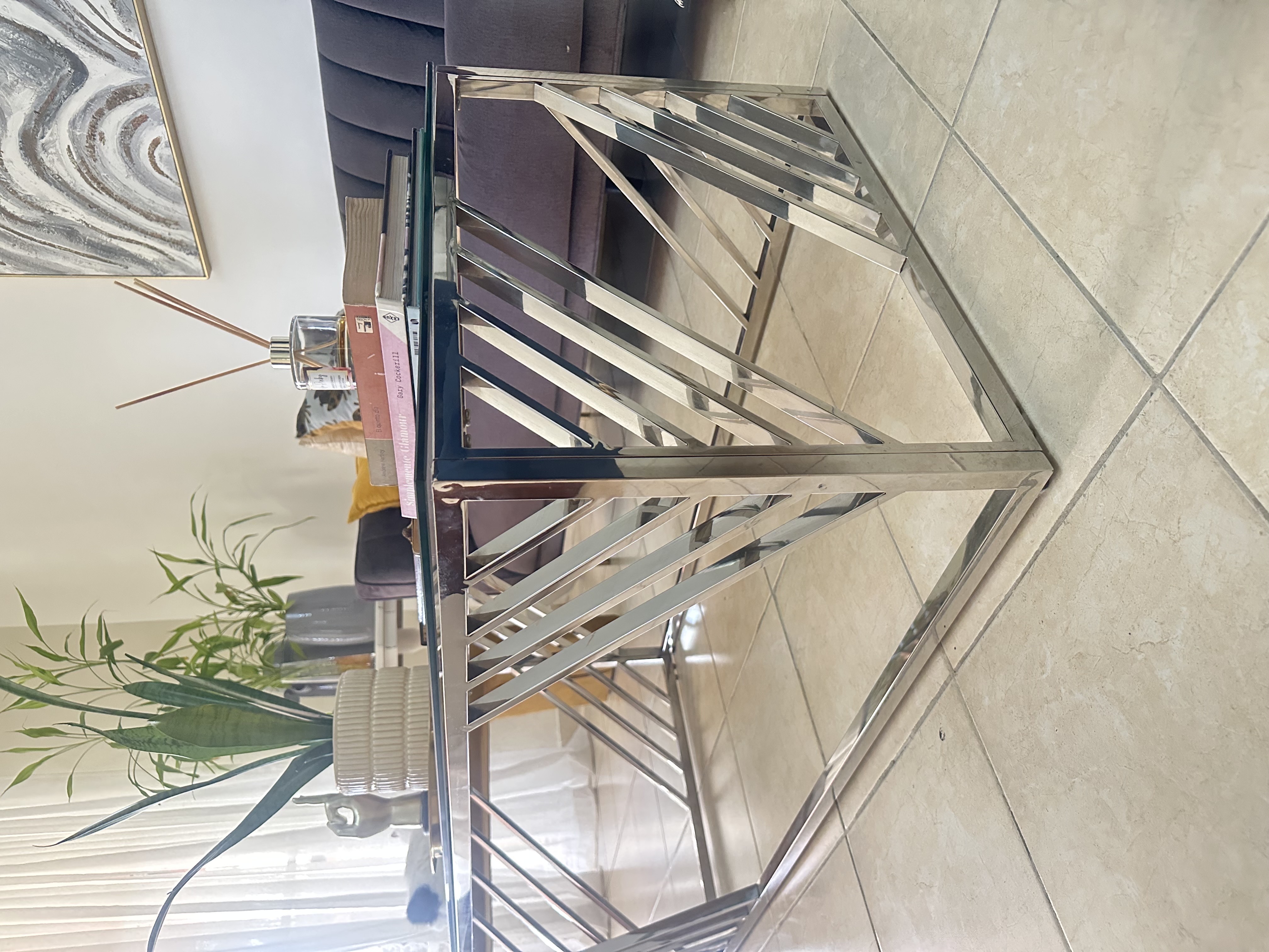 decoración y accesorios - repisa y mesa con tope de cristal  2