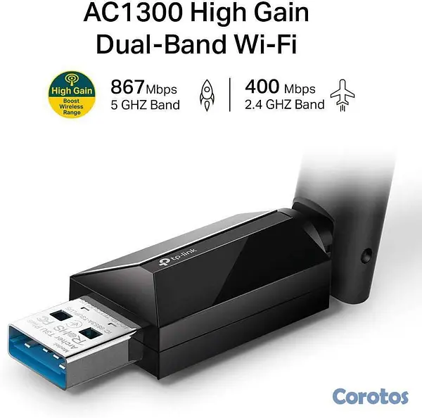 computadoras y laptops - ADAPTADOR DE RED USB WIFI TP-LINK AC1300 ARCHER T3 2