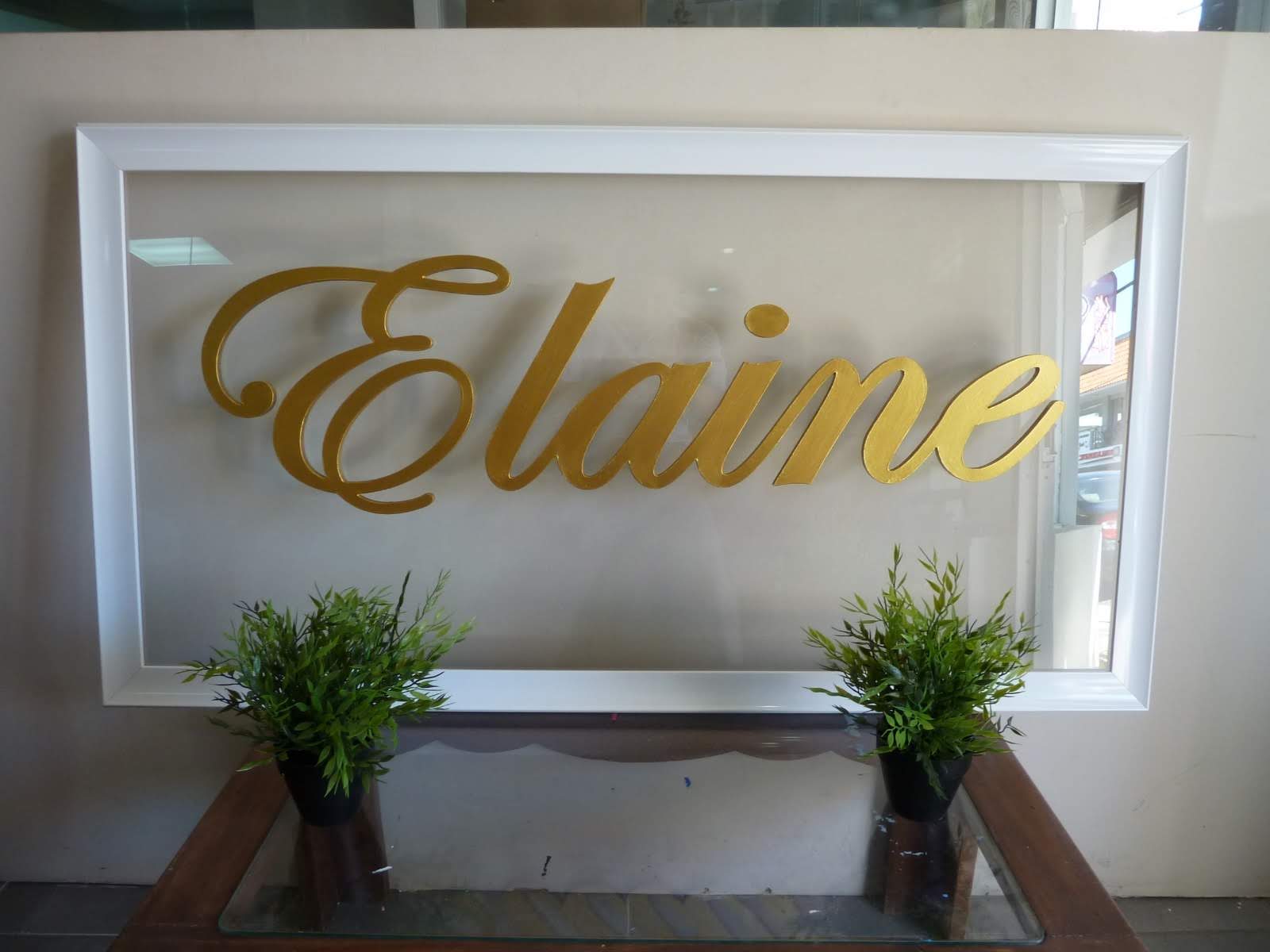 decoración y accesorios - Elaine en Dorado Marco Blanco y fondo en vidrio