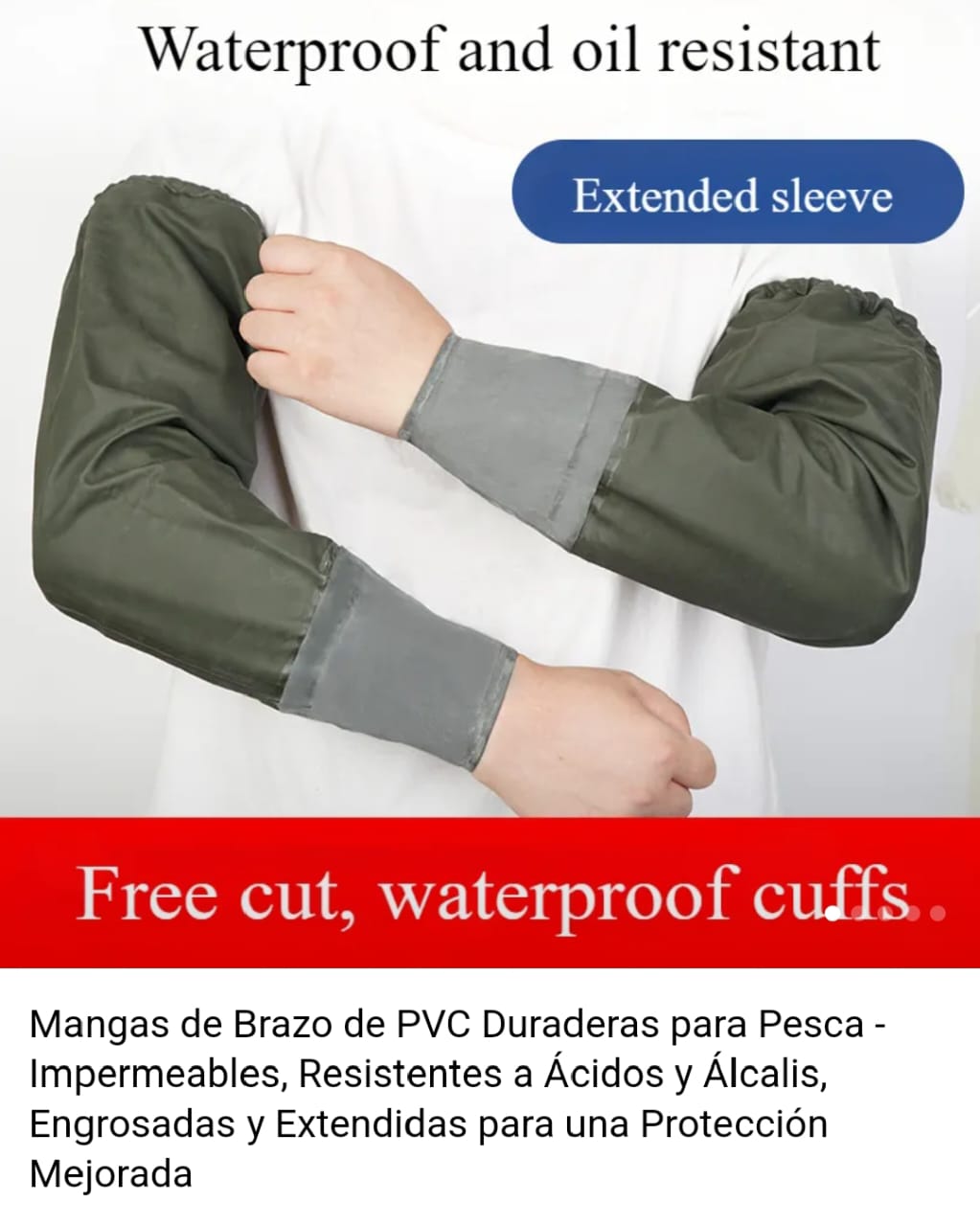 Salud y Equipamiento Médico - Mangas para brazos de PVC color verde; ver imagene