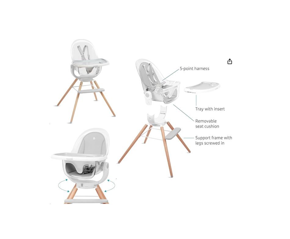 coches y sillas - Munchkin® 360° Cloud Silla alta para bebé con asiento transparente y giro de 360