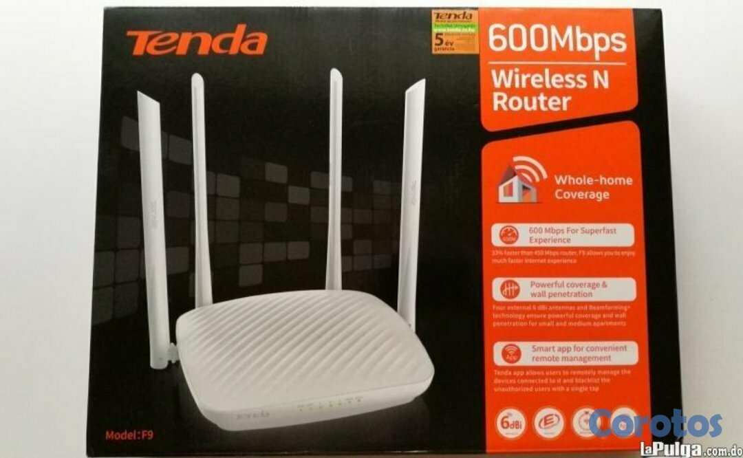 computadoras y laptops - ROUTER WIRELESS TENDA F9, 2.4GHZ/600MBPS, 4 X 6DBI ANTENAS FIJAS, 1 WAN PORT, 3 