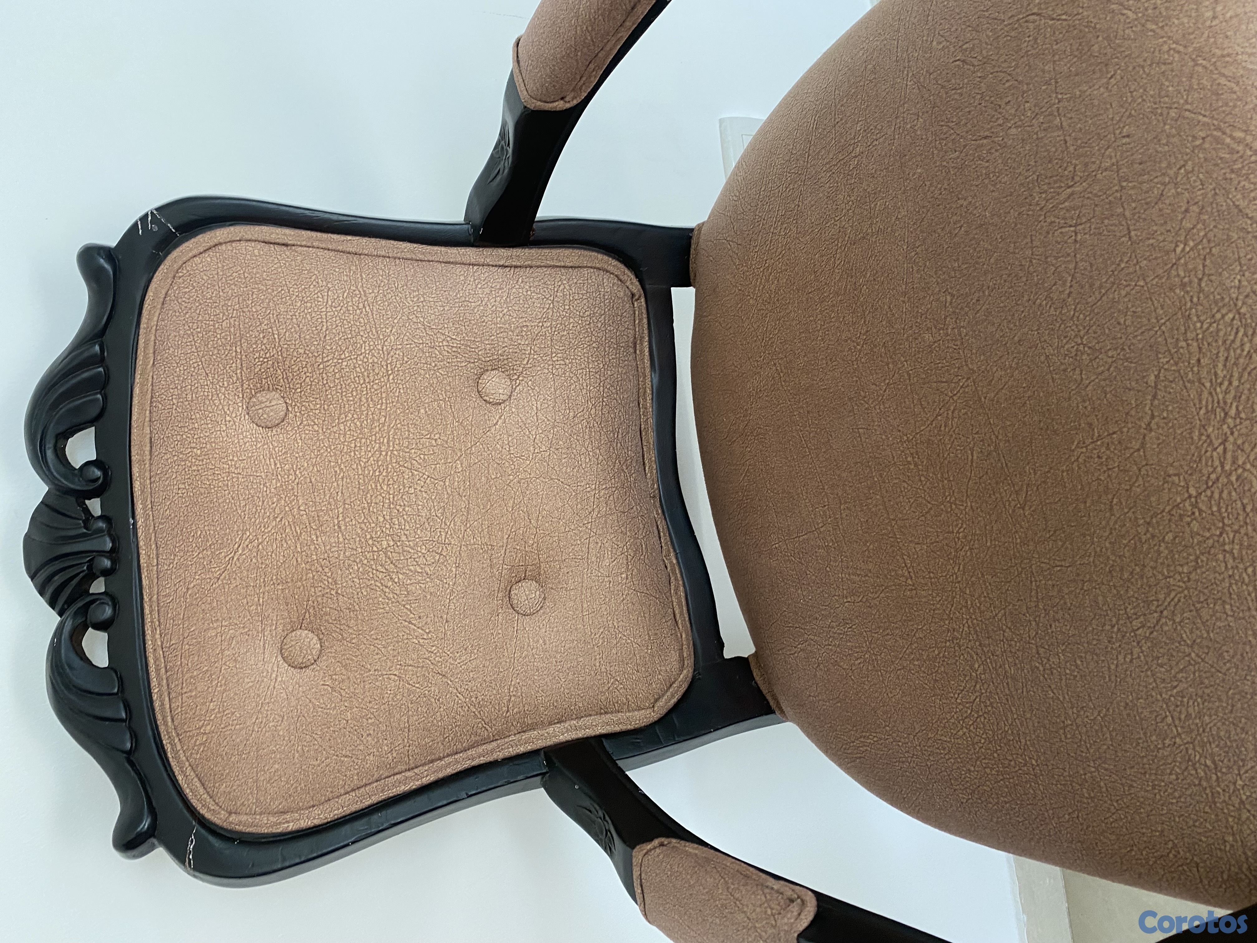 muebles y colchones - Silla en caoba tapizada marrón 2