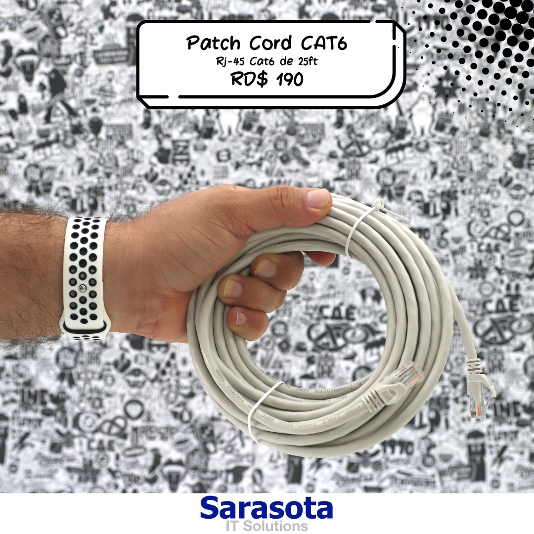 accesorios para electronica - Patch Cord RJ45 CAT6 de 25 pies (Somos Sarasota)