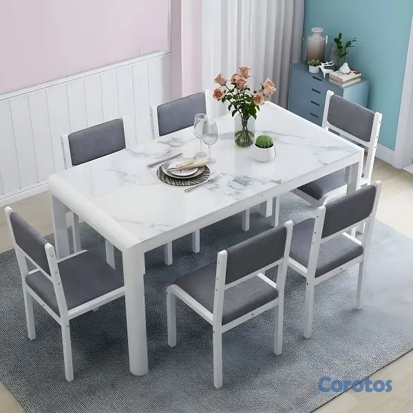 muebles y colchones - Comedor 6 sillas de cristal  3