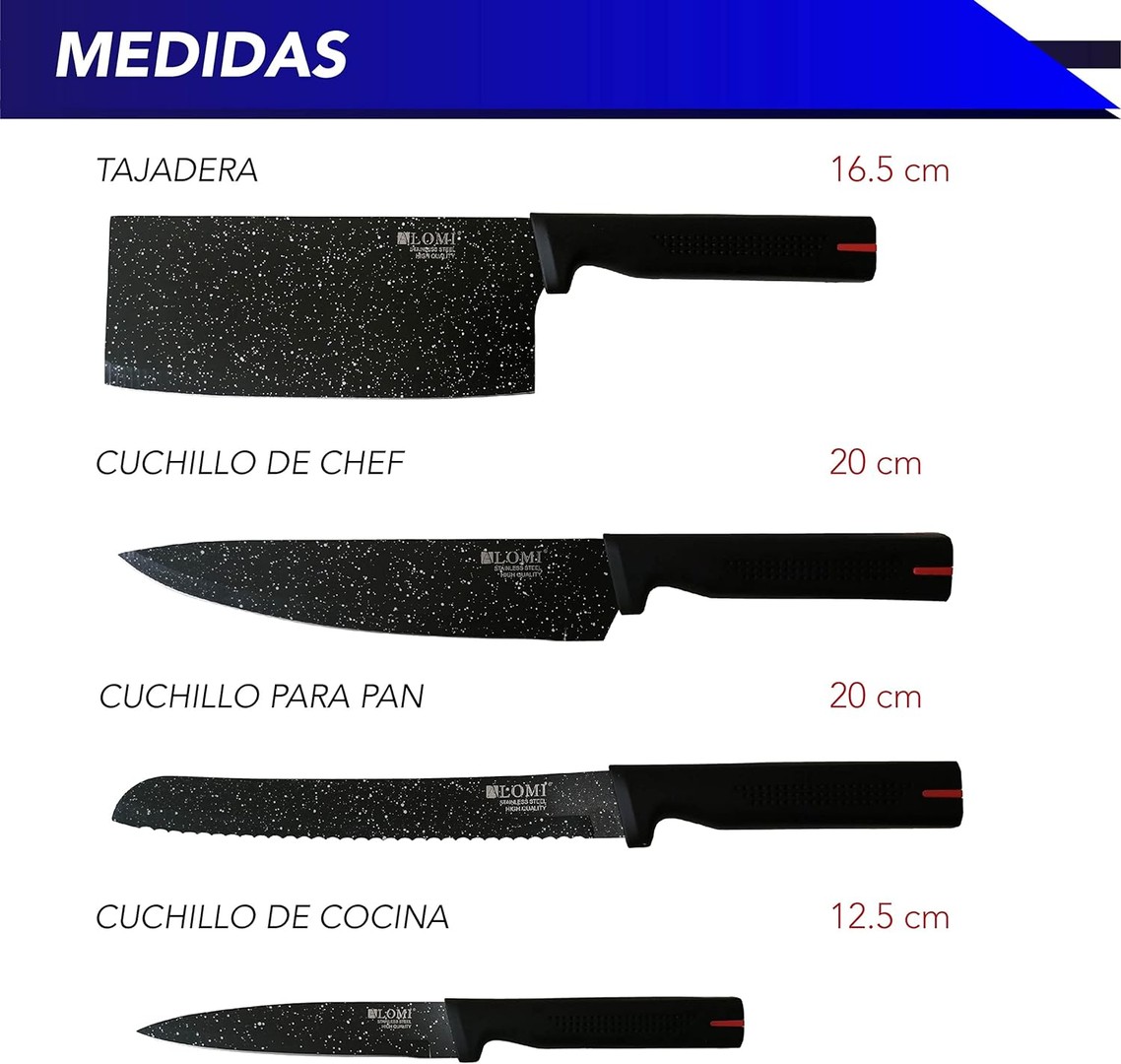 cocina - Juego de cuchillos de chef 8 pzs cuchillos de cerámica con base 5 cuchillos  1