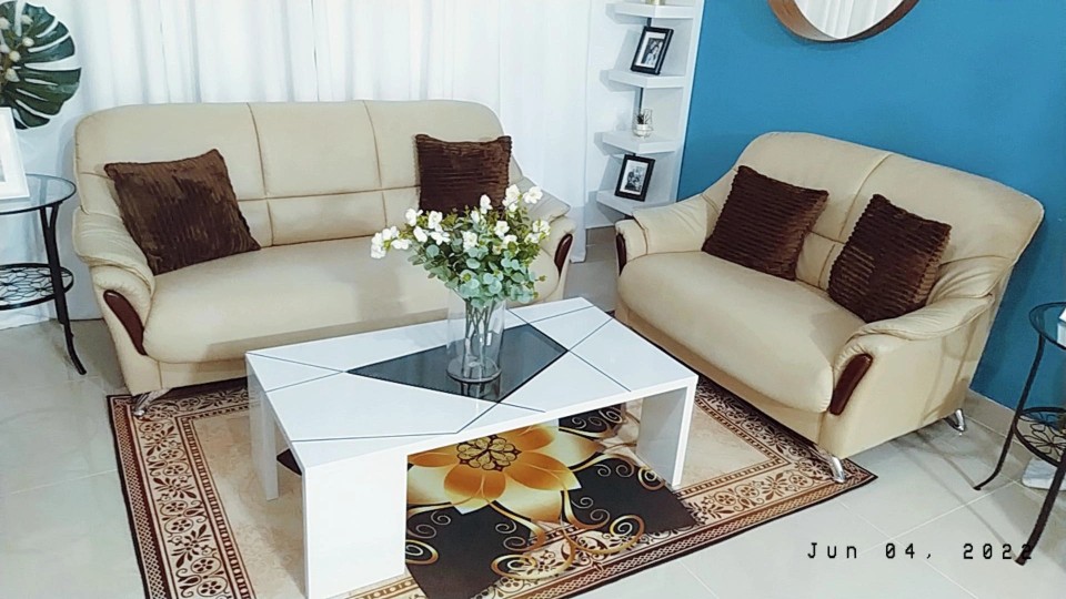 Precioso juego de muebles con su cojines y una alfombra