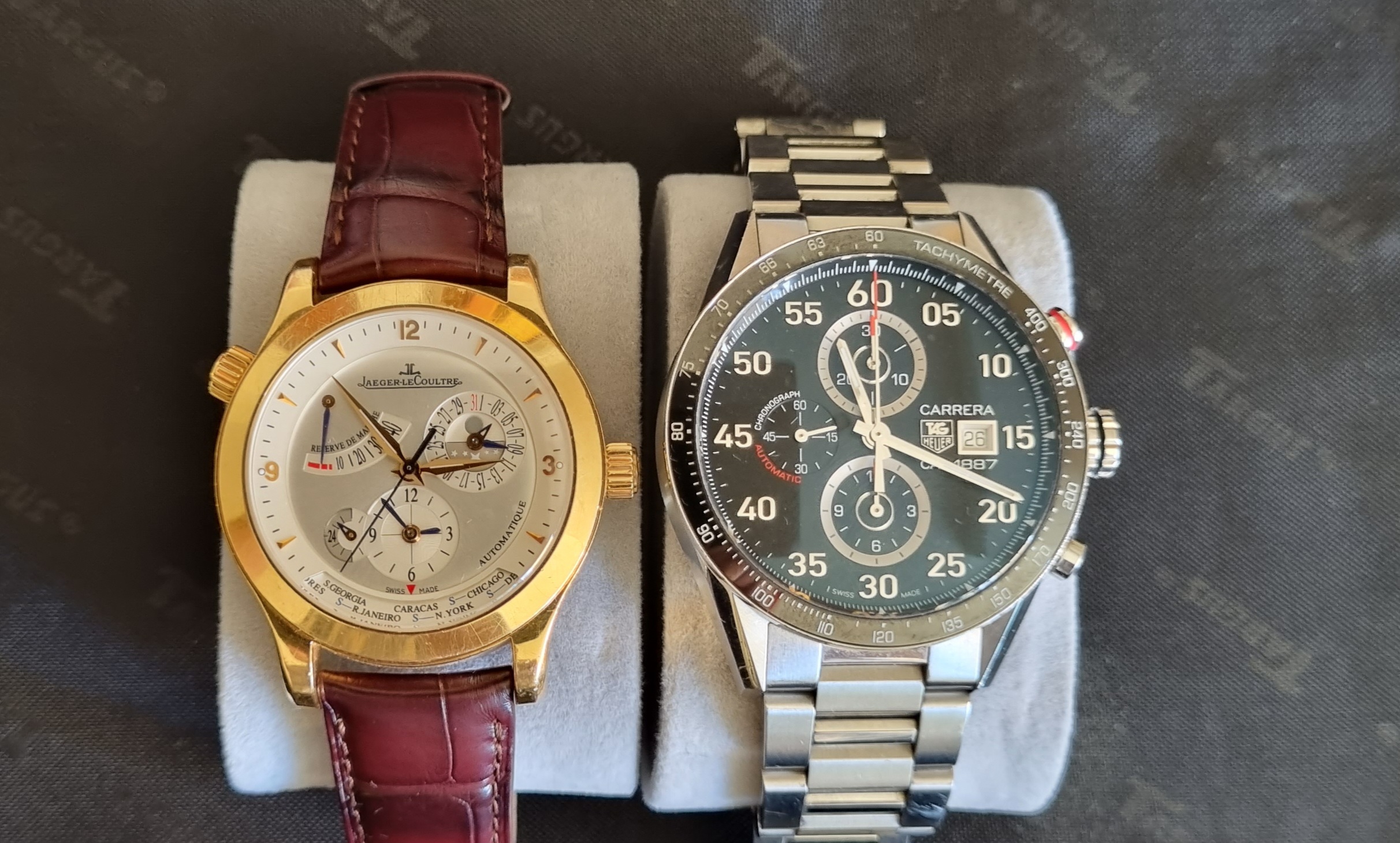 joyas, relojes y accesorios - Jaeger-le Coultre y Tag Heuer Carrera.