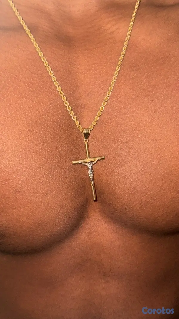 joyas, relojes y accesorios - Collar de Oro 14k Tejido Soga con Dije de Cruz 5