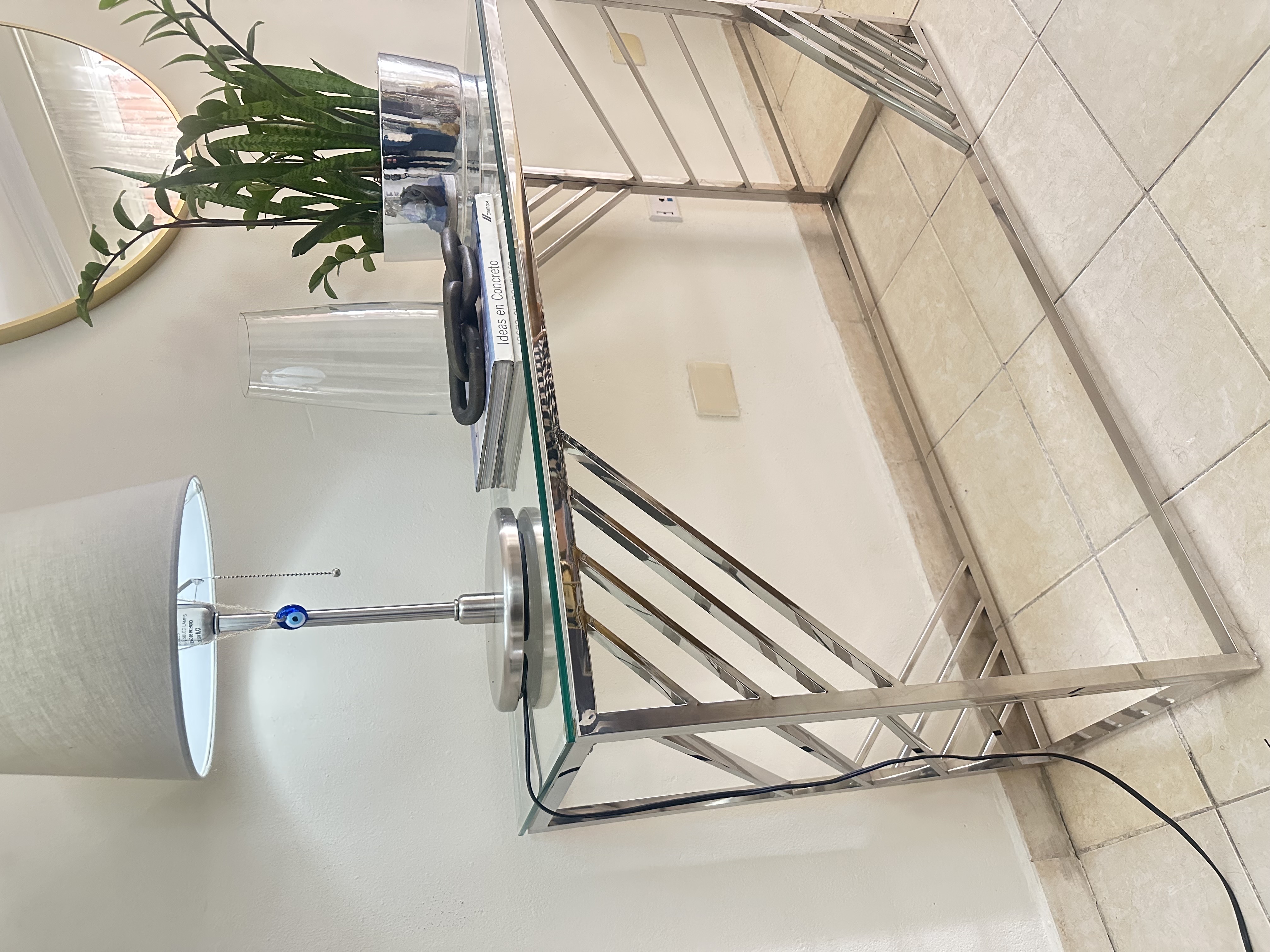 decoración y accesorios - repisa y mesa con tope de cristal  1