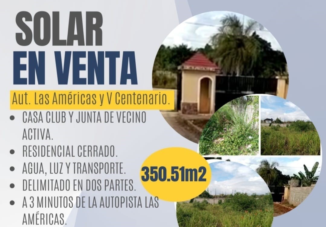 solares y terrenos - SOLAR 350 METROS-HIPODROMO/LAS AMERICAS