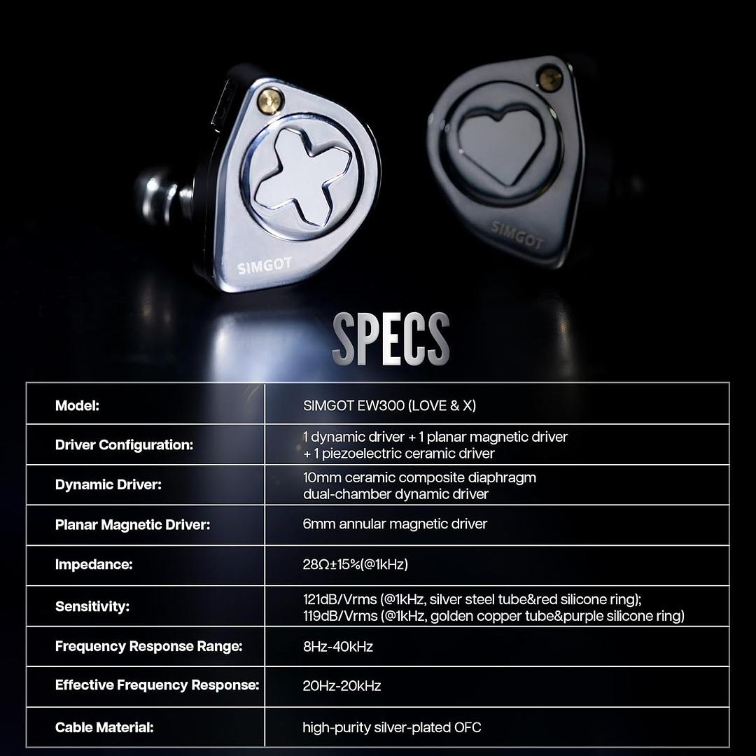camaras y audio - SIMGOT EW300 1DD+1Planar+1PZT Hybrid Driver IEM 2