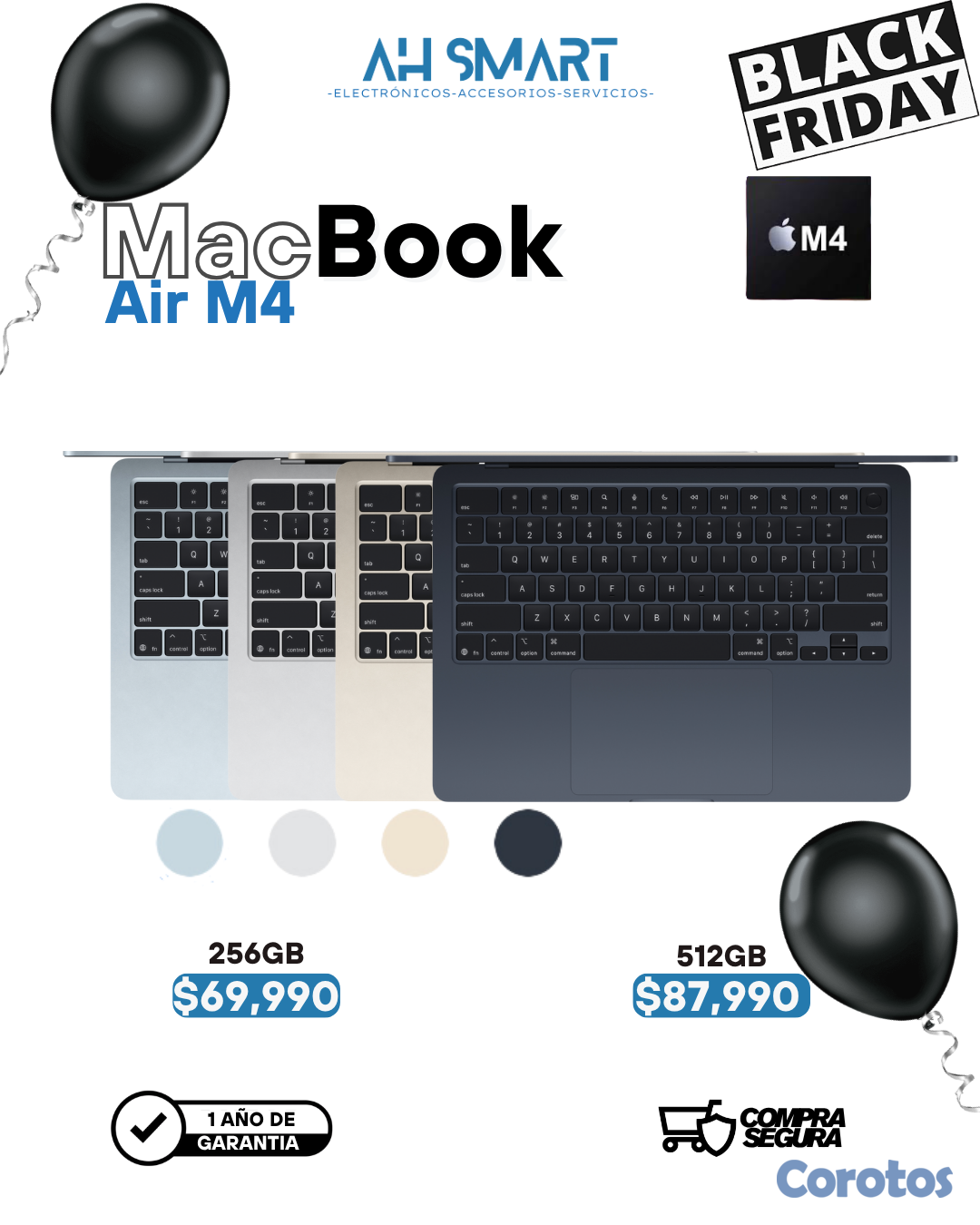 computadoras y laptops - MacBook Air M2, M3, M4 256GB 512GB Selladas Nuevas 3