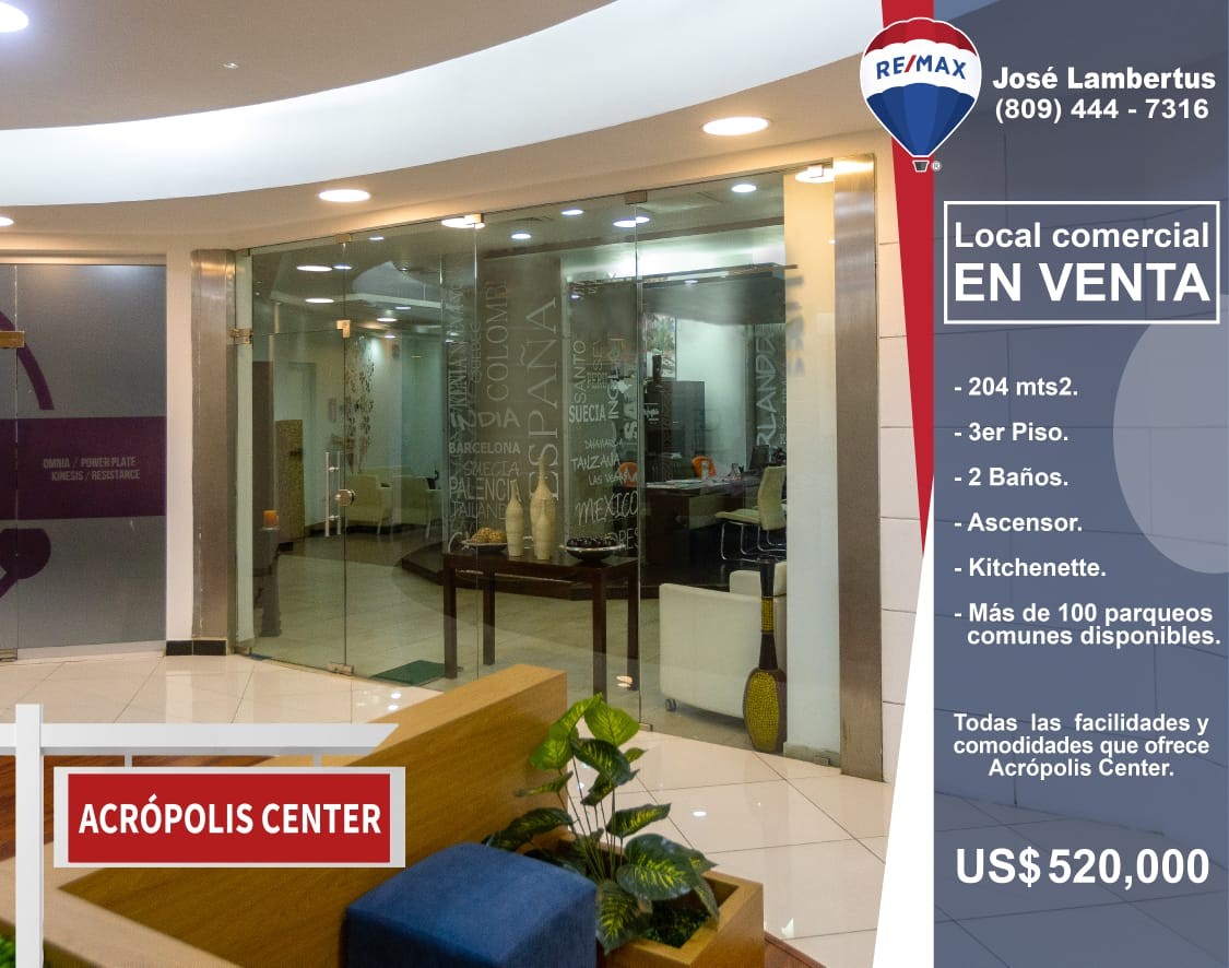 oficinas y locales comerciales - Vendo amplio local comercial en ACROPOLIS CENTER.