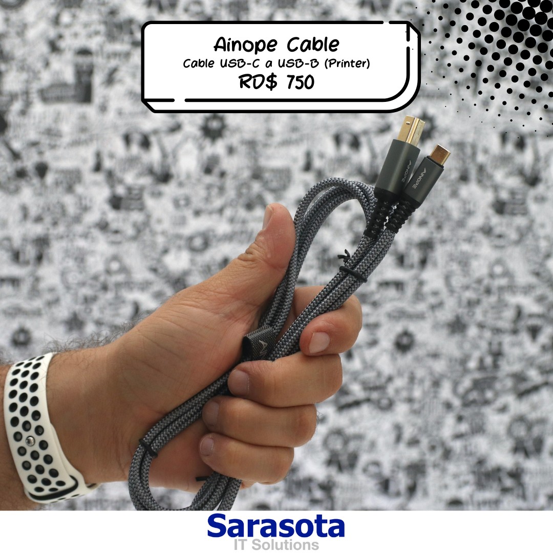 accesorios para electronica - Ainope Cable USB-C a USB-B Trenzado Impresora 0