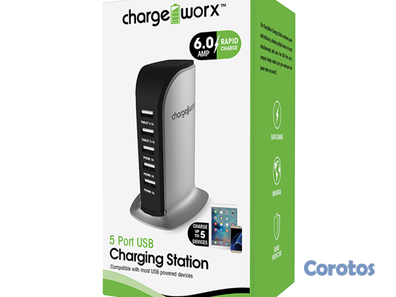 computadoras y laptops - CARGADOR USB DE 5 PUERTOS (6.0AMP) CHARGING STATION 2