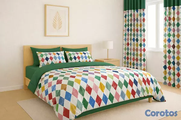 decoración y accesorios - juegos de colchas con cortinas 5 piezas
1 colcha
2 cortinas
2 fundas de almohada 3