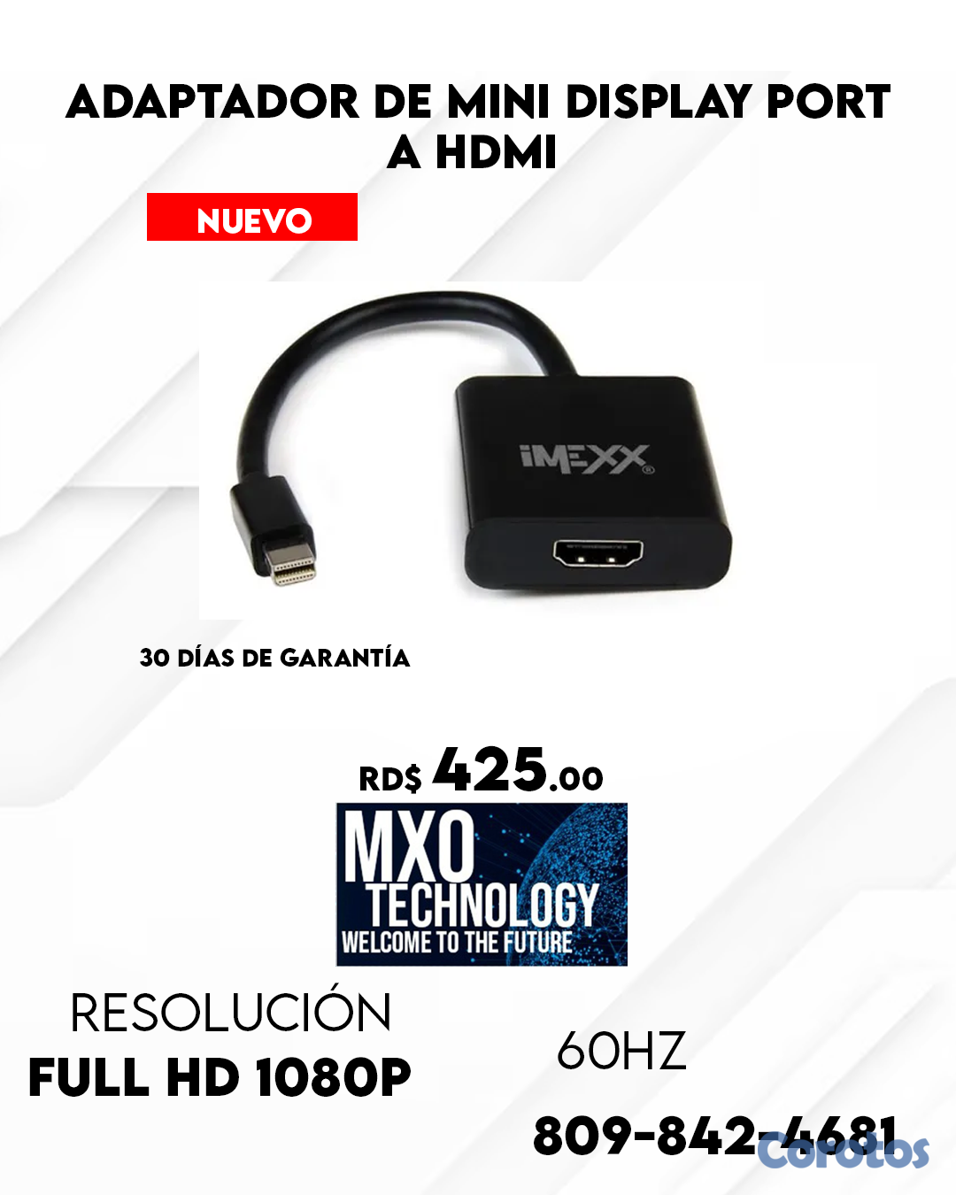 otros electronicos - ADAPTADOR MINI DISPLAY PORT A HDMI